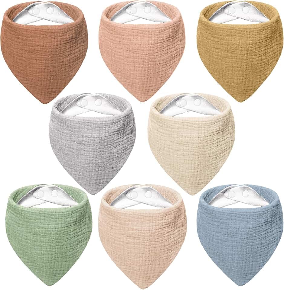 Bearmoss Lätzchen Baby Dreieckstuch Baby Musselin Halstuch Baby für Junge und Mädchen,100% Baumwolle Halstuch Baby Verstellbare 8 Stück
