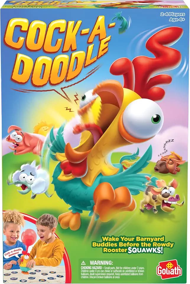 Goliath Cock-A-Doodle Game | Wake the Animals Before the Rooster Crows Kids Game | Easy to Play Surprise Action | 2-4 Players, Ages 4+