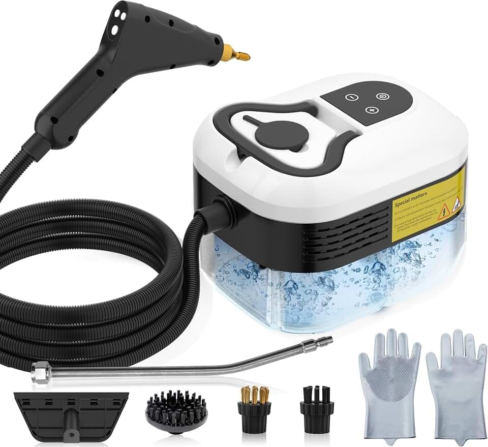 4.5 Bar Dampfreiniger Handgerät, 2500W Dampfreiniger für Alles, Tragbarer Steam Cleaner, 6 Einstellbare Geschwindigkeiten, 1.2L Wassertank, für Auto, Küche, Badezimmer, Fliesen, Fenstern