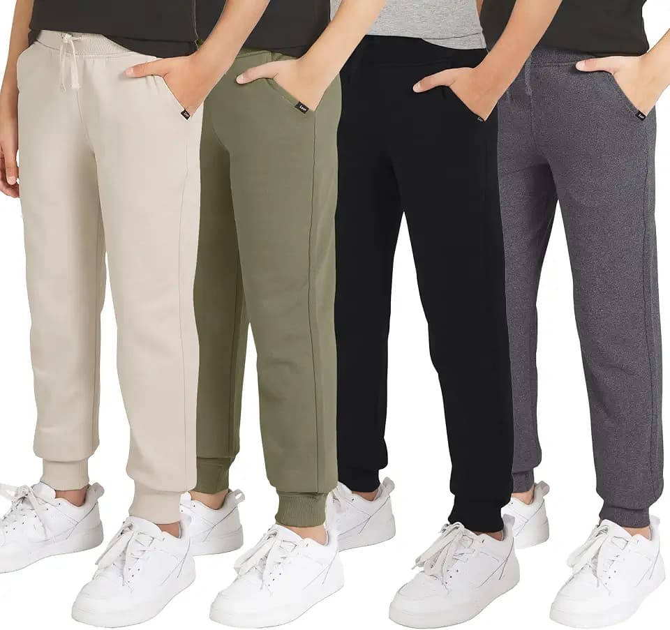 Lee Boys' 4 Pack Jogger Pants Midweight Soft Fleece Sweatpants for Kids