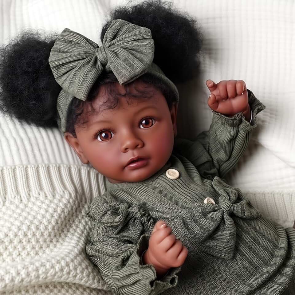 BABESIDE 20 Inch Reborn Baby Dolls Black Lifelike Baby Girl with Soft Body