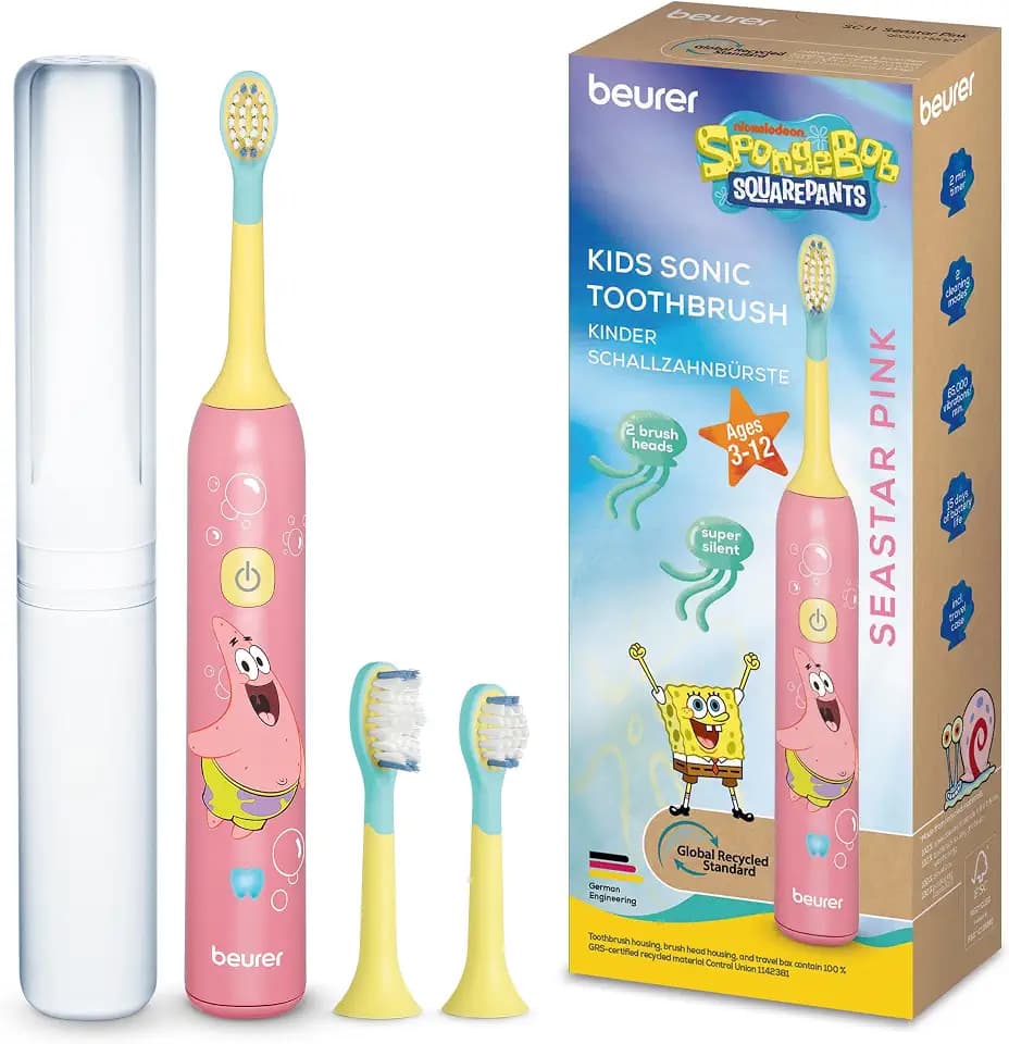 Beurer SC 11 Seastar Pink SpongeBob elektrische Zahnbürste Kinder, leise