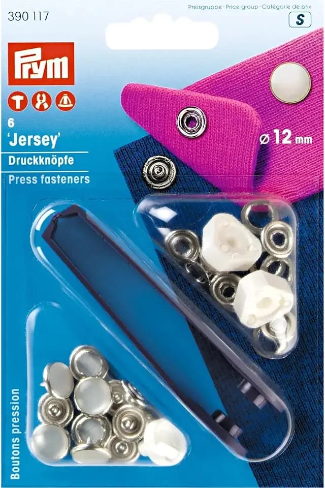 Prym 390122 Nachfüllpackung für 390117 Nähfrei Druckknopf Jersey, Messing, Perlkappe 12 mm, metal, Perle