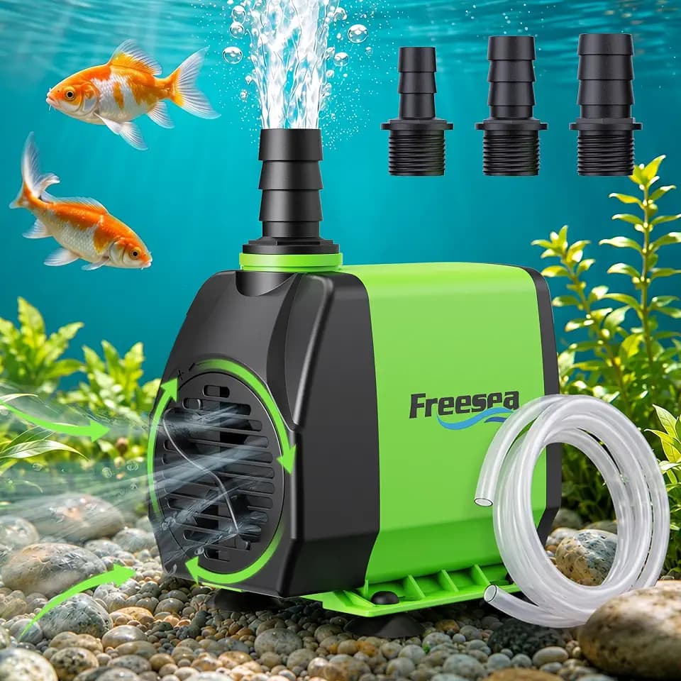 FREESEA Small Pond Pump with hose: 800GPH 24/7 Reliable Operation