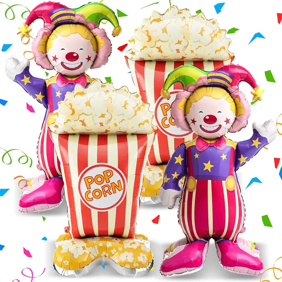 4 Pcs 4ft Popcorn Clown Balloons, Carnival Party Decorations
