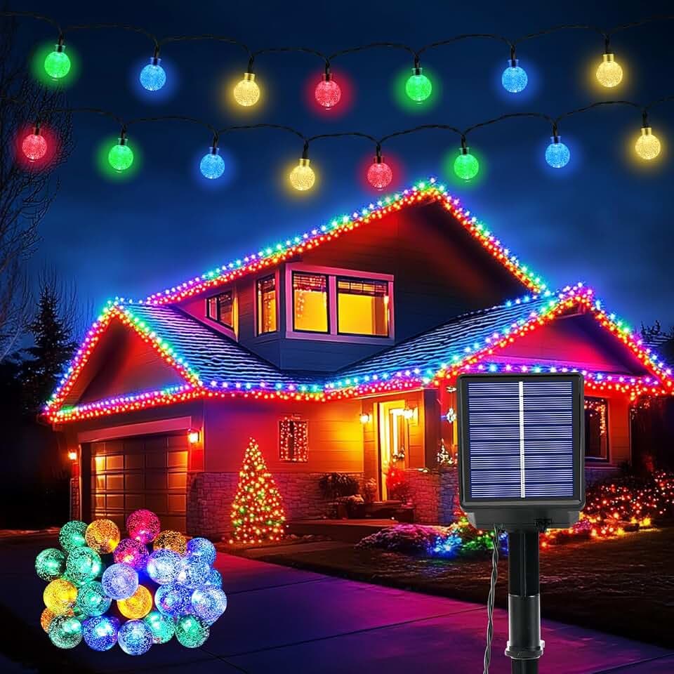 Lichterkette Außen Solar Wetterfest, 30 LED 3M + 5,1M 8 Modi IP65 Bunt Outdoor Solarlichterkette Aussen Wetterfest Solar Lampions für Balkon Terrassen Garten Bäume Weihnachten Partys Dekorationen