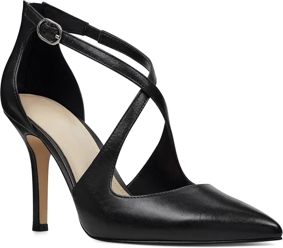 Womens Pumps High Heels Pointed Toe Crossed Strap D'Orsay Zip up Stilettos Party Dress Shoes