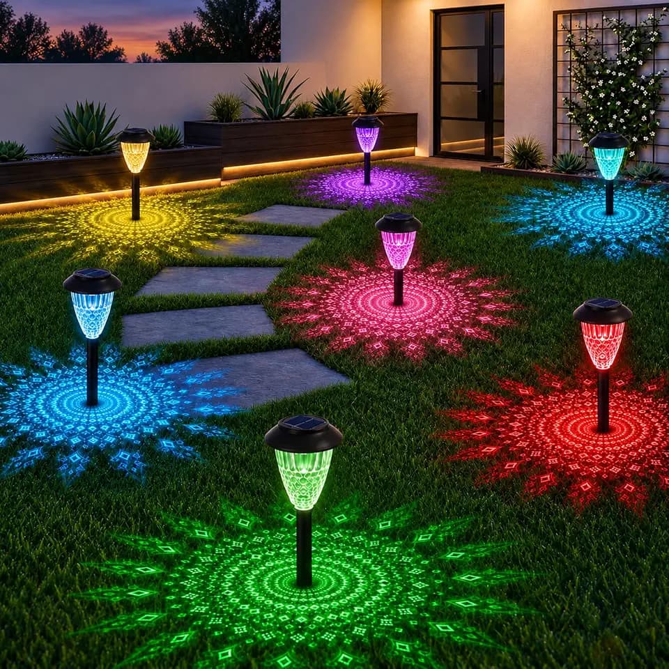 Solarlampen für Außen,8 Stück Solarleuchten mit 7 RGB Farbwechsel