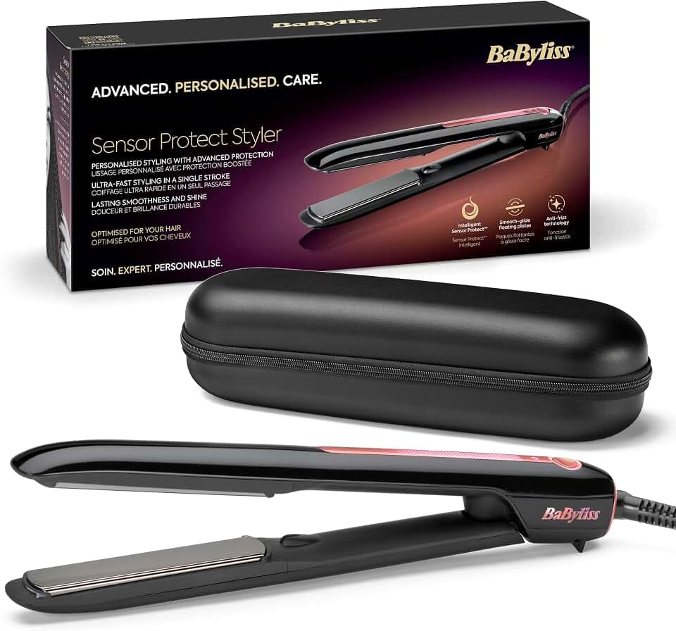 BaByliss Sensor Protect Glätteisen, intelligenter Hitzeschutz, Schwarz