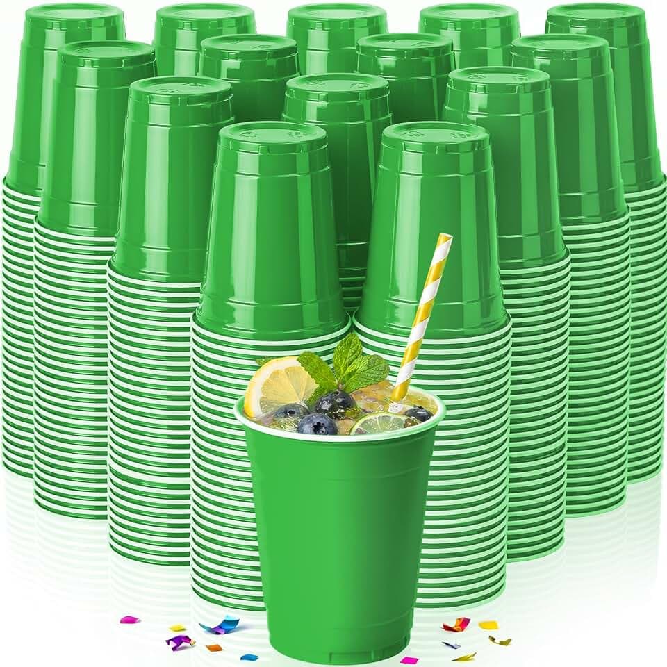 Green Plastic Cups 12 Oz,200 Count Green Cups for Party