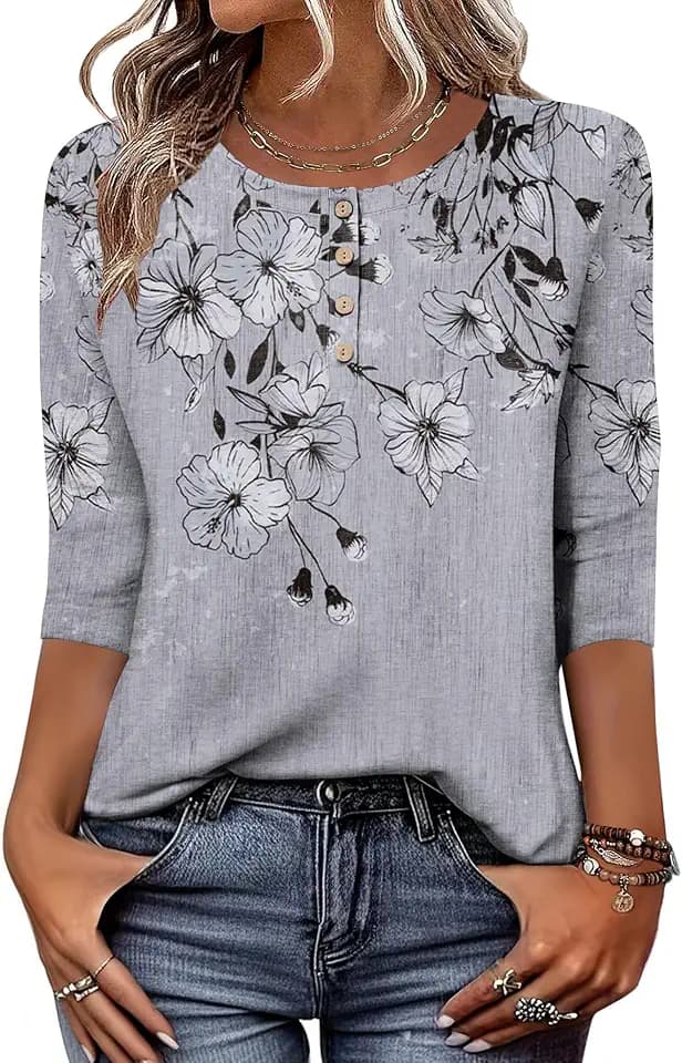 Zeagoo 3/4 Length Sleeve Women Tops Dressy Casual Blouses Work Clothes