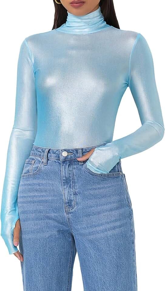 AFRM Women's Zadie Sheer Mesh Long Sleeve Turtleneck Top