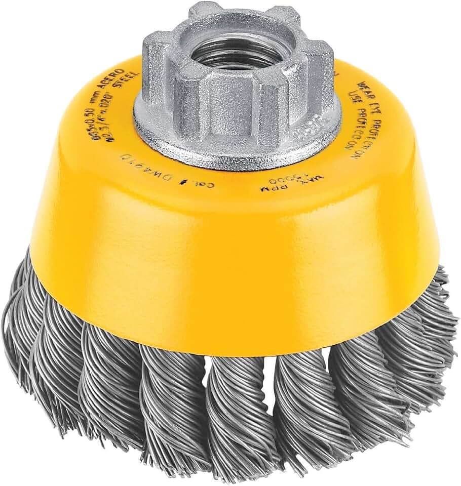 Dewalt DW4910 5 Pack 3-Inch by 5/8-Inch-11 Knotted Cup Brush/Carbon Steel .020-Inch