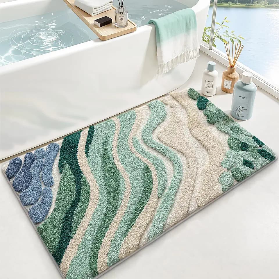 LUMI Beach Bathroom Rug 24x43, Soft Absorbent Bath Mat, Non Slip