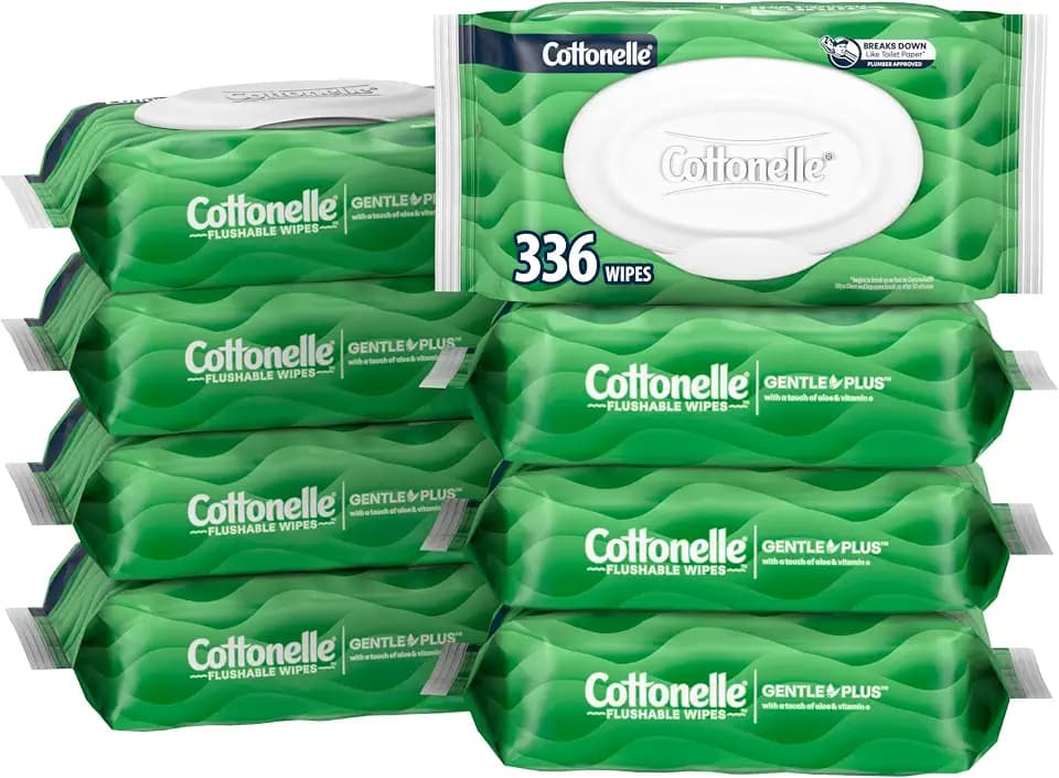 Cottonelle GentlePlus Flushable Wipes, 8 Packs, 42 Wipes per Pack