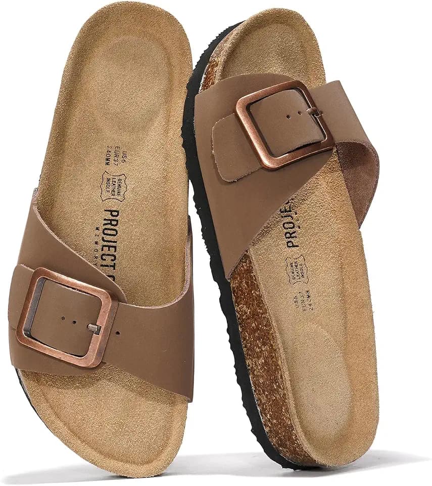 100% Genuine Leather Womens Sandals Womens Slides Comfortable Slide Sandals