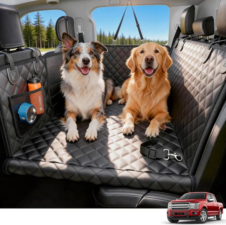 Wigoo Dog Truck Seat Cover for Back Seat, Hard Bottom Support, Anti-Scratch