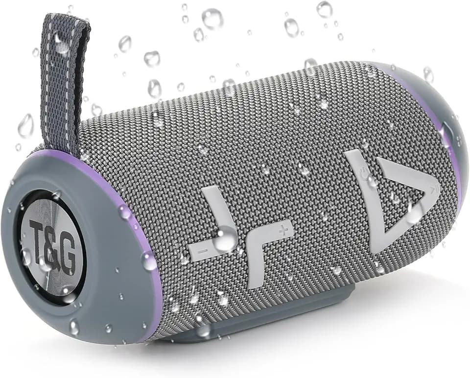 IPX6 Waterproof, Portable Bluetooth Speaker with Stereo Sound, Wireless Speakers with RGB lights, TWS Pairing, BT5.3/TF-Card, for Home, Party, Travel, Outdoor, Beach, Computer Peripherals (Gray)