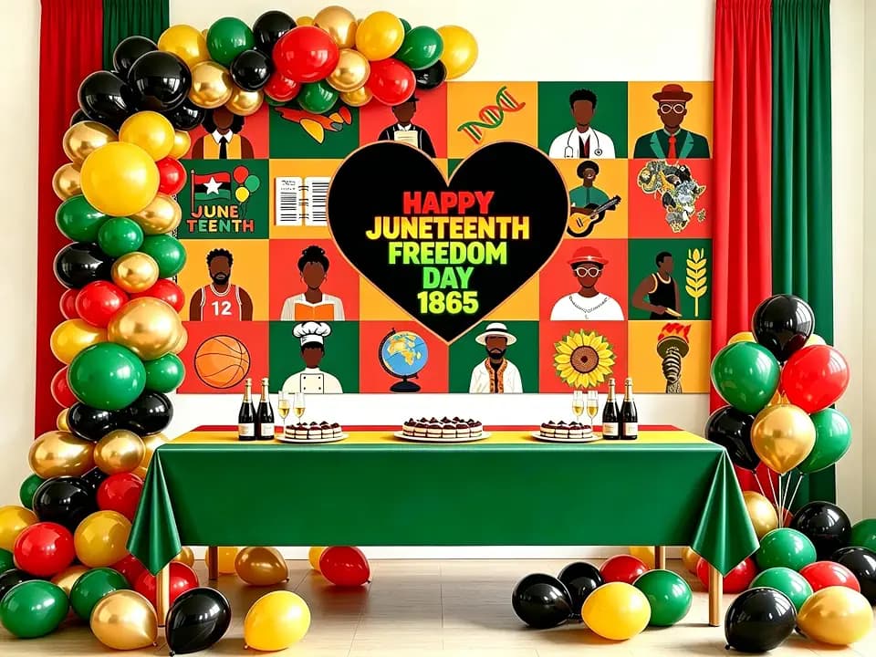 157 Pcs Juneteenth Decorations for Party - Large 1865 Happy Juneteenth Backdrop, Tablecloth, and Balloon Arch Kit - Thick Polyester Fabric African American Juneteenth Party Decorations Set for Office