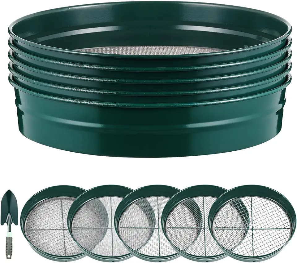 Blulu 5 Pcs Gold Classifier Sifter Shovel, 1/2" 1/4" 1/8" 1/12" 1/20"