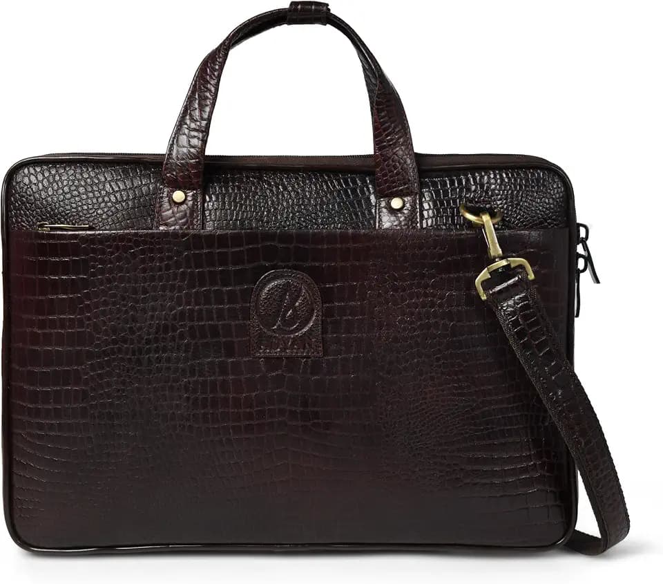 ADYAN Genuine Leather Laptop Bag for Men and Women 16'' Large Vintage Bags Ideal for Work Office Travel and Formal (16'' x 11'' x 2'', Reddish Brown)