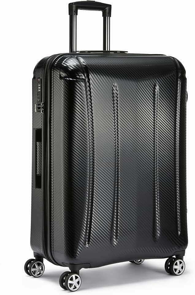 Amazon Basics Hartschalenkoffer, großer Koffer mit Rollen, Oxford Spinner mit TSA-Schloss, vier Rollrädern und kratzfester Oberfläche, 76 cm, schwarz