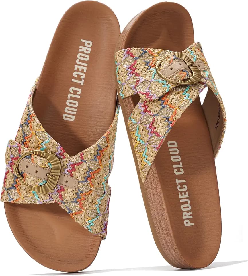 Genuine Suede Womens Sandals Adjustable Buckle Slides for Women Footwear