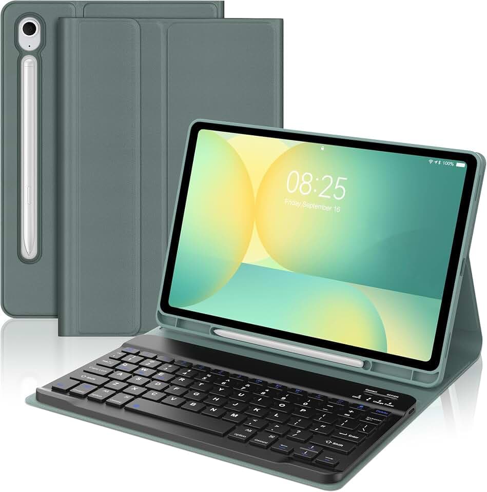 Keyboard Case for Samsung Galaxy Tab S10 Lite / S10 FE / S9 FE 10.9 Inch & S9 11 Inch Case with Keypad, Detachable Magnetic Key Board Cover with S Pen Holder for Galaxy Tablet S10 Lite 2025, Green