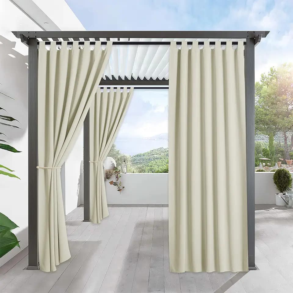 RYB HOME Outdoor Curtains for Patio Waterproof Block Sunlight Privacy