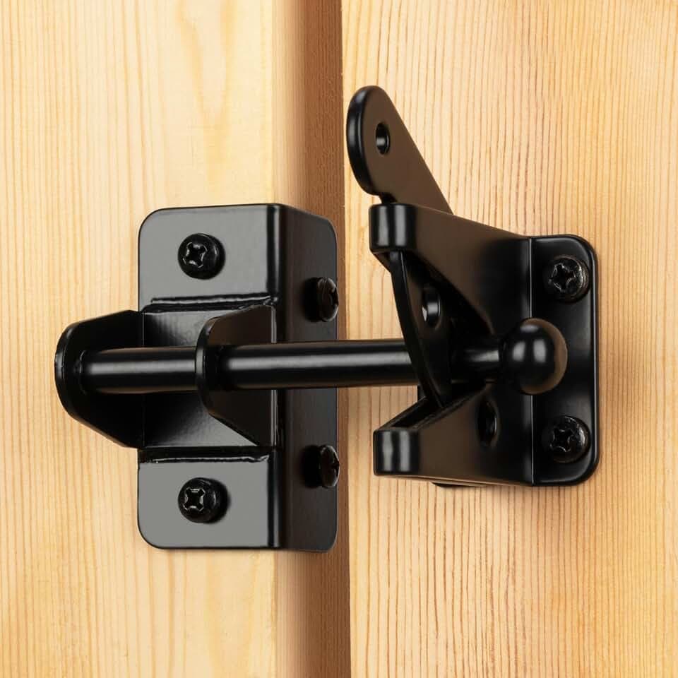 4" Self-Locking Gate Latch for Wooden Fence Gravity Latch, 2pcs