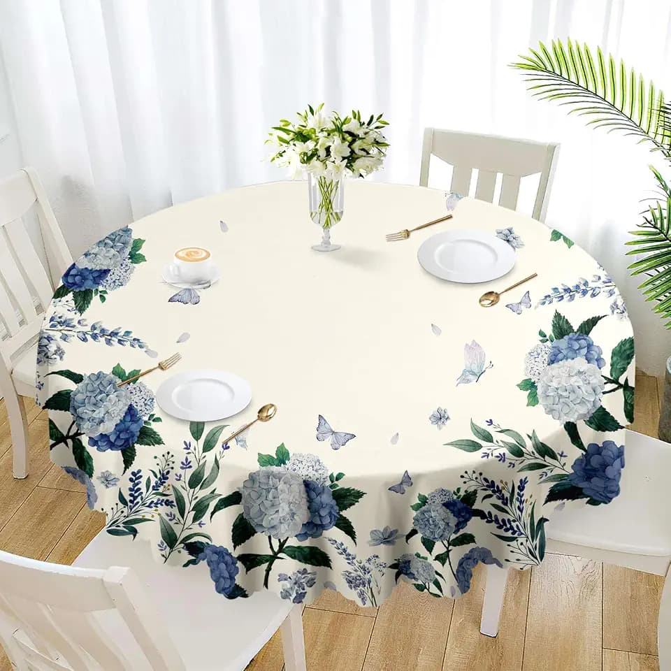 Round Tablecloth 70inch Floral Table Cloth Waterproof Stain Wrinkle Free