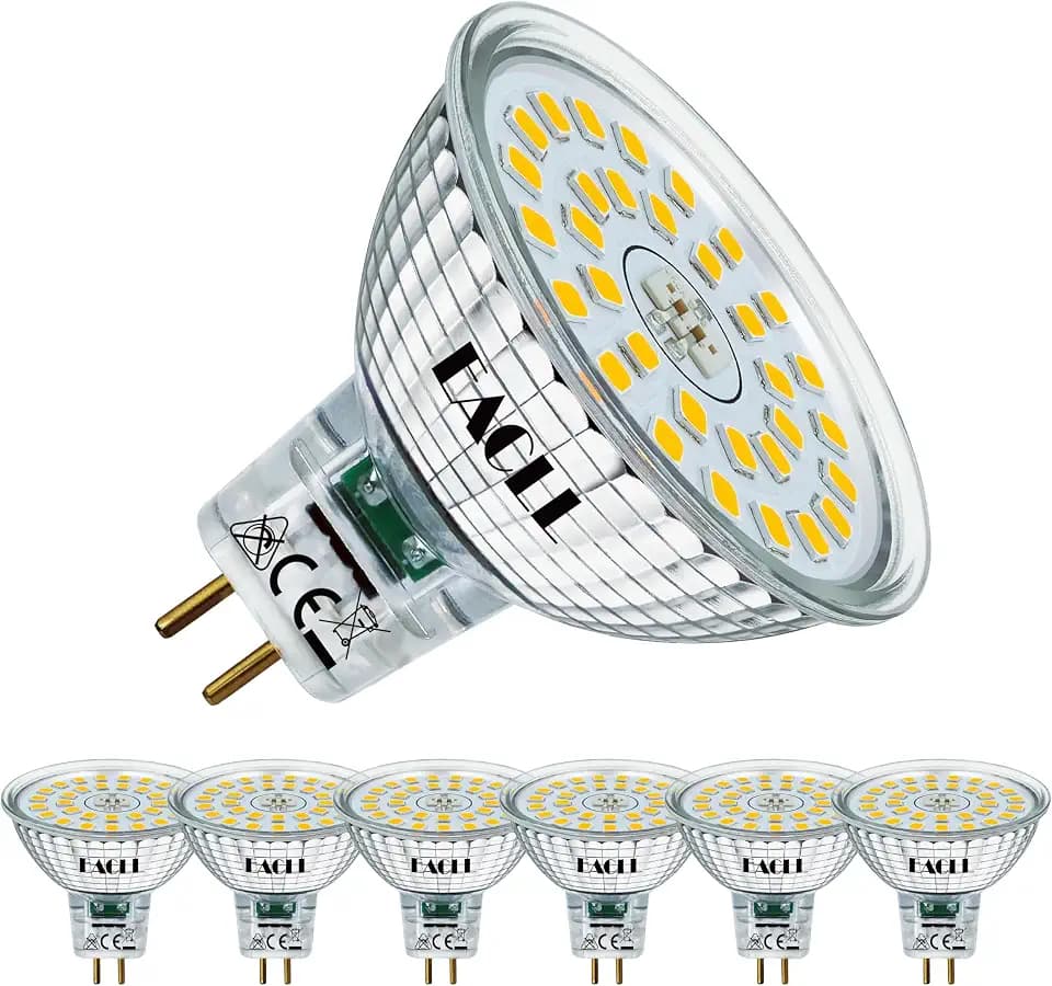 EACLL GU5.3 MR16 LED Birnen 6.5W Ersetzt 60W Halogen Leuchtmittel, Neutralweiß 4000K 580lm, Flimmerfrei AC/DC 12V Strahler, Nicht Dimmbar Reflektor Lampen mit 120° Abstrahlwinkel Spot, 6er-Pack