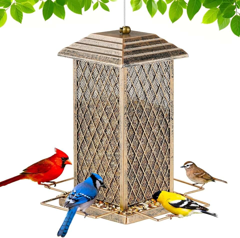 Bird Feeder, Heavy Duty Metal Bird Feeders for Outdoor Hanging