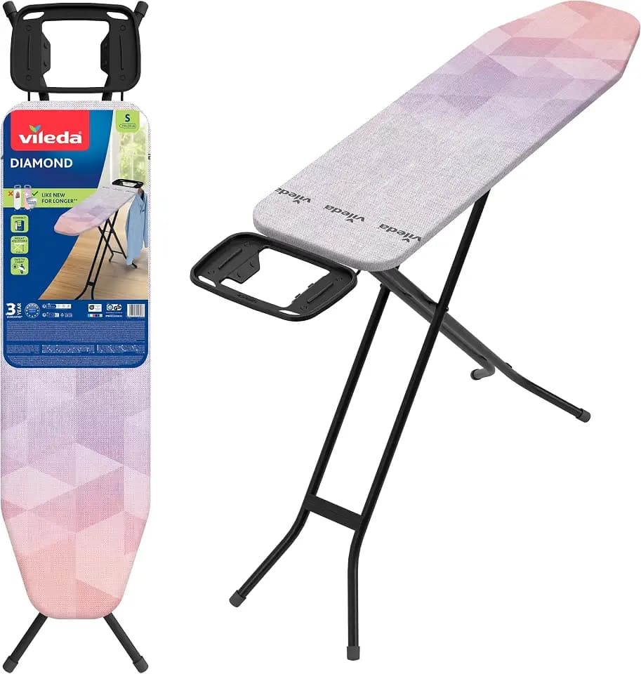 Vileda Diamond S Bügelbrett, kompakt, höhenverstellbar, Titan-Bezug