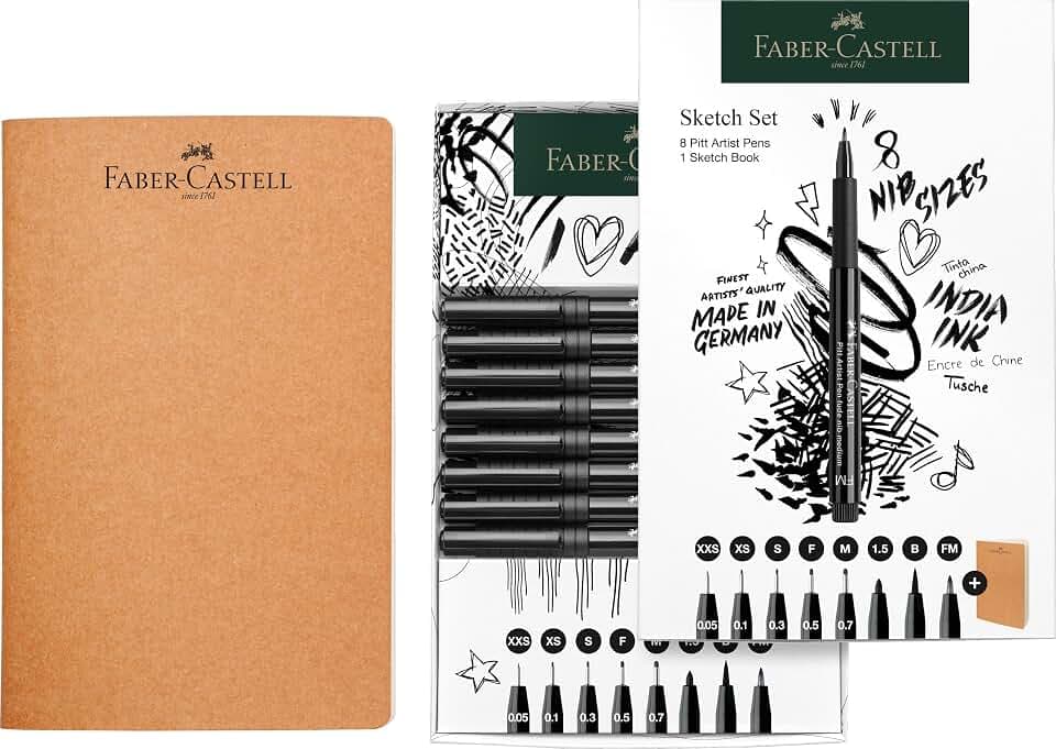 Faber-Castell - Sketch Set mit Skizzenbuch, 9-teilig