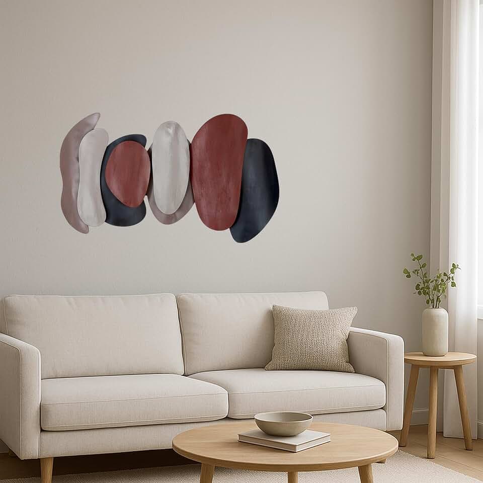 Casablanca Metallbilder Wanddeko Bilder Metall – moderne Wanddekoration Wohnzimmer – Wandbild 3D Metallbild Wall Decoration 78 x 44 cm Grau Braun Creme