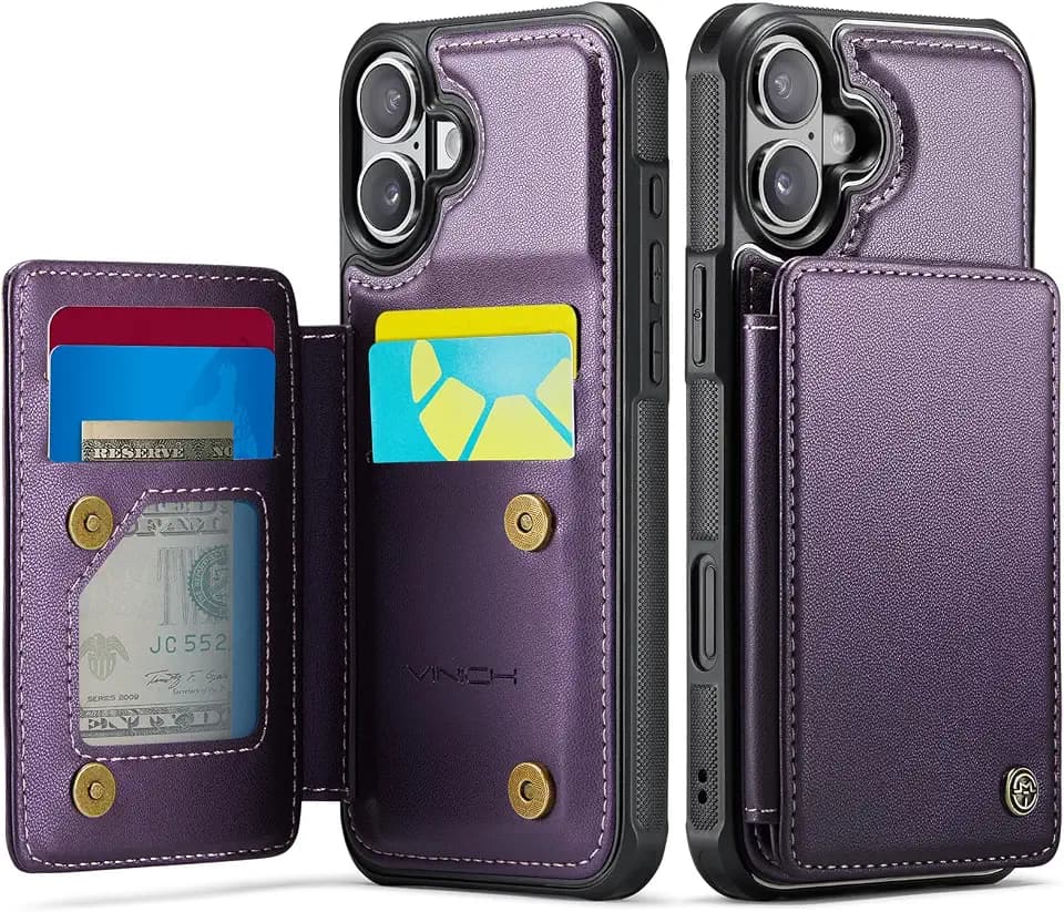 Vinich for iPhone 17 Wallet Case with Card Holder, Purple