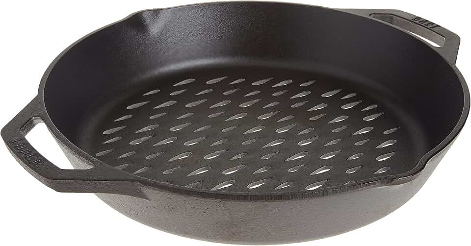 Lodge Pre-Seasoned Cast Iron Round Grilling Basket, 12 Inches