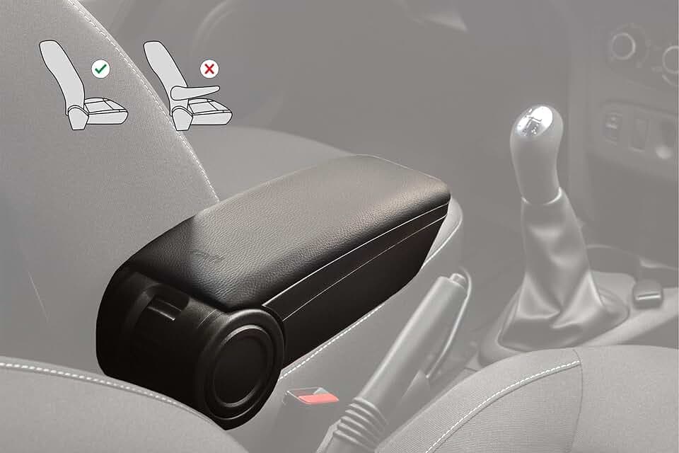 RATI ARMSTER 3 Armlehne sitzmontage kompatibel für DACIA DUSTER 2018- ohne Original-Ellbogenstütze [schwarz,vegan Leder]