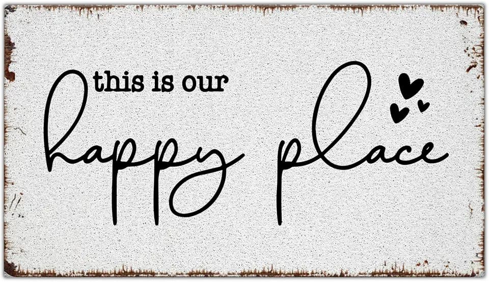 Nogrit Inspirational Quote This is Our Happy Place Rustic Waterproof Door Mat Outdoor Entrance 17x30 Inch Non-Slip Doormat for Home Front Door Porch Outdoor Indoor Decorations,Housewarming Gifts