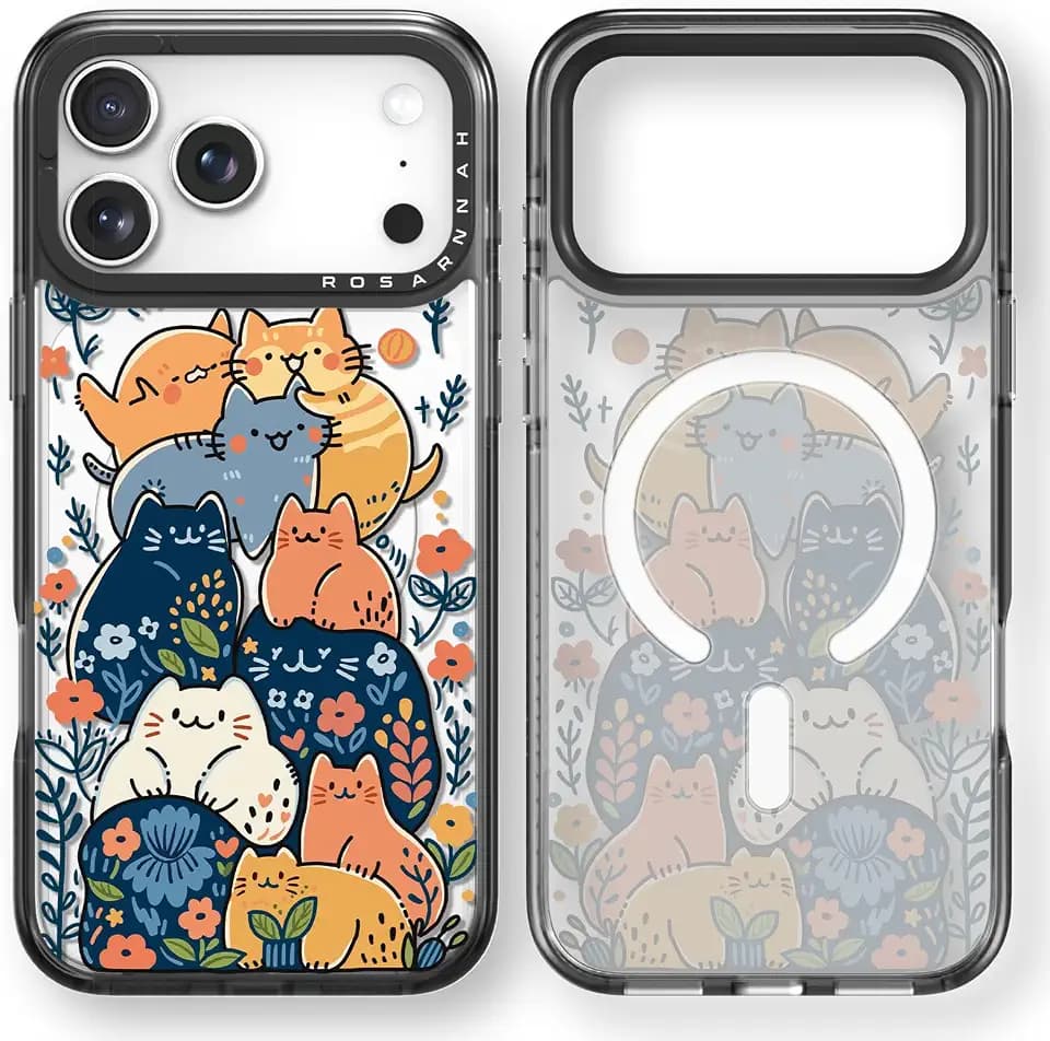 Rosarnnah for iPhone 17 Pro Max Case Aesthetic Black, Cat Party