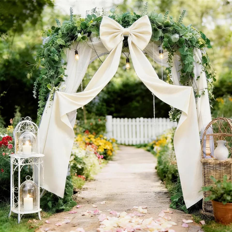 Extra Long Satin Ivory Bow, 70x20 Inch Cream Coquette Wall Decor