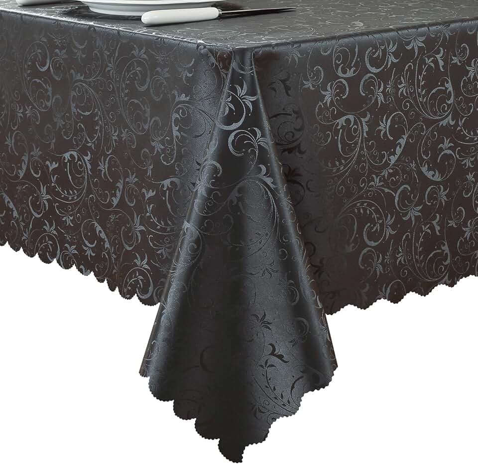Waterproof Heavy Duty Vinyl Tablecloths, Black, 60"x84"