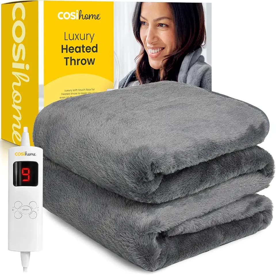 Cosi Home Heizdecke mit Abschaltautomatik 180x130 cm, Wärmedecke, Grau