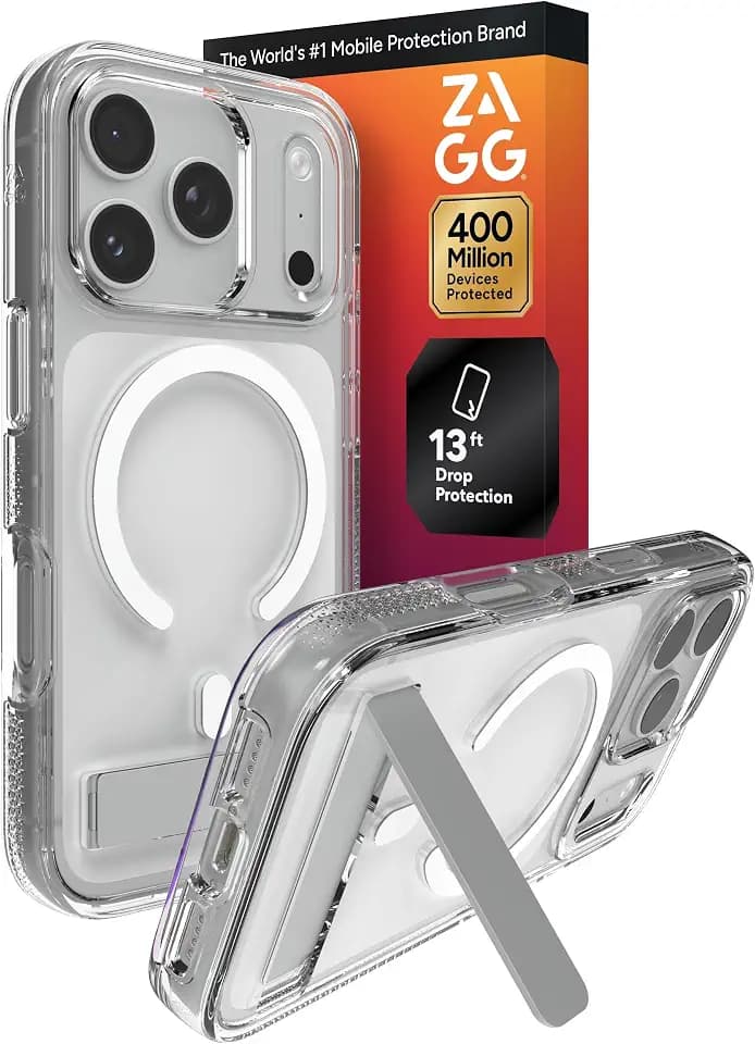 ZAGG Crystal Palace Case with Kickstand for iPhone 17 Pro Max, Clear