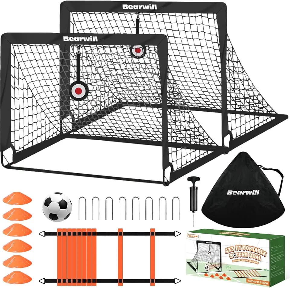 Bearwill Soccer Goal, Kids Soccer Goals for Backyard Set of 2