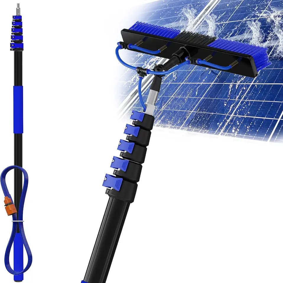Buyplus 3FT Reach Solar Panel Cleaning Brush Kit with 5-4FT Telescoping Pole