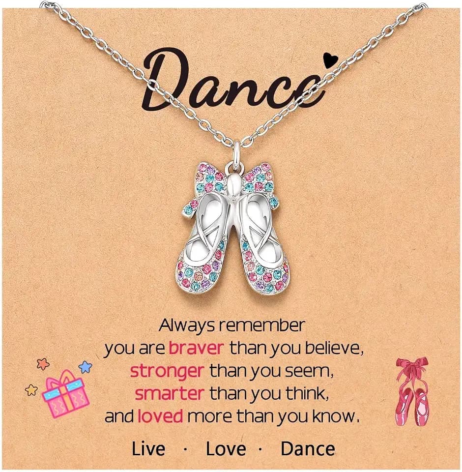 Ballerina Necklace Gifts for Girls, Dance Recital Gifts for Girl Birthday Graduation Christmas Gifts, Jewelry for Girls
