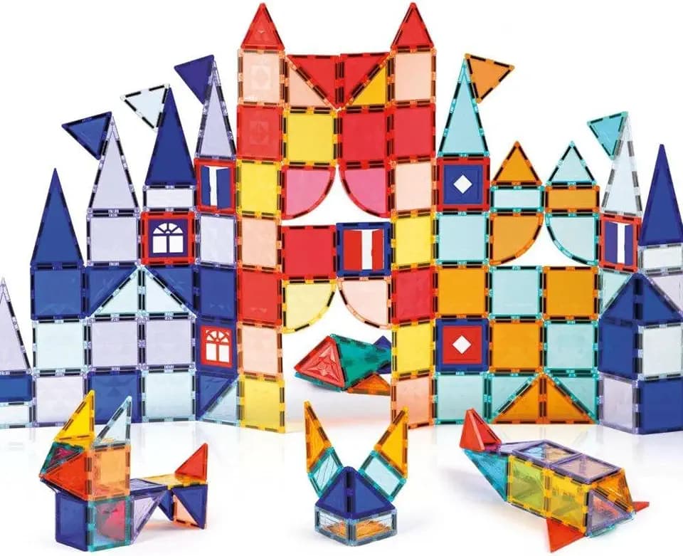 LUDI - Magnetische XXL-Konstruktion – 3D-Bauspiel – 100 magnetische Teile – Handhabung und Montage – Transportkoffer – ab 3 Jahren