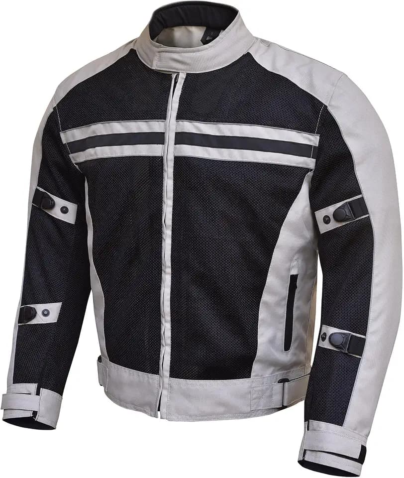 WICKED STOCK Motorcycle Jacket - CE Level1 Reflective Summer Biker Jacket with Adjustable Cuffs & Waist Belt - Lightweight & Comfortable Mesh Motorcycle Jacket with Armor for Men